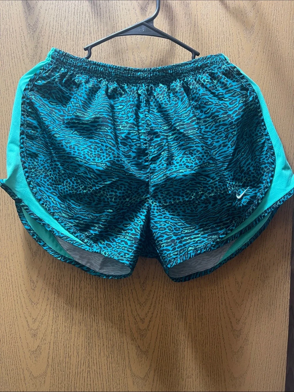Nike Teal Leopard Print Running Shorts